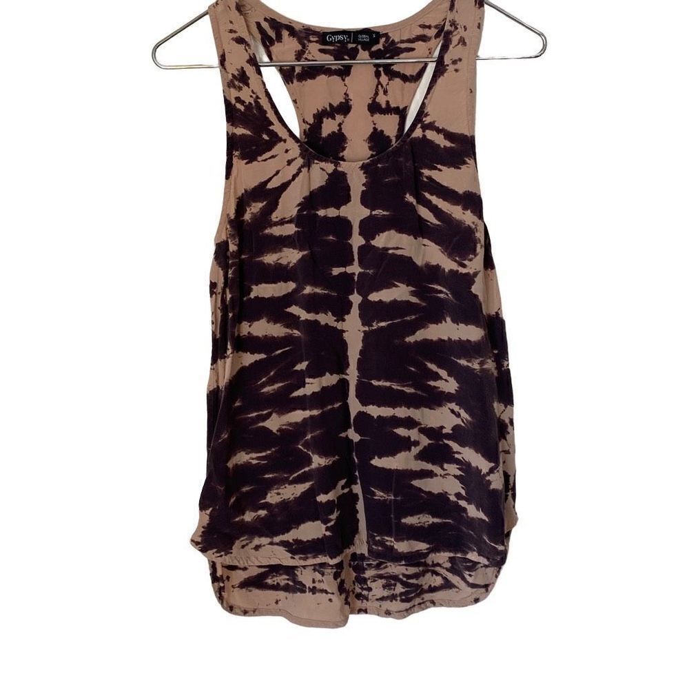 Gypsy O5 Global Village Silk‎ Tank Top Shirt Boho Tie dye size small